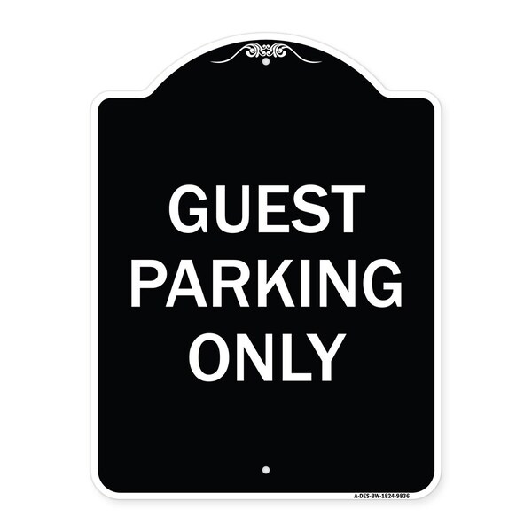 Signmission Designer Series-Guest Parking Only, Black & White Heavy-Gauge Aluminum, 24" x 18", BW-1824-9836 A-DES-BW-1824-9836 - main